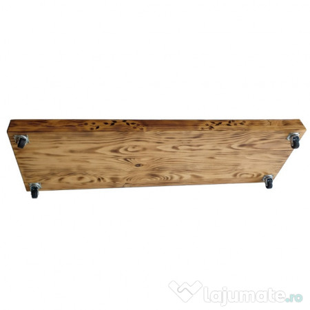 Suport depozitare sub pat din lem ars, cu roti pivotante, hand-made