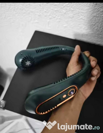 Ventilator portabil pentru gat, cu acumulator verde, produs nou 