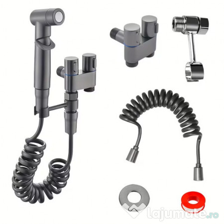 Set de duș tip bideu pentru toaletă, control dublu robinet 