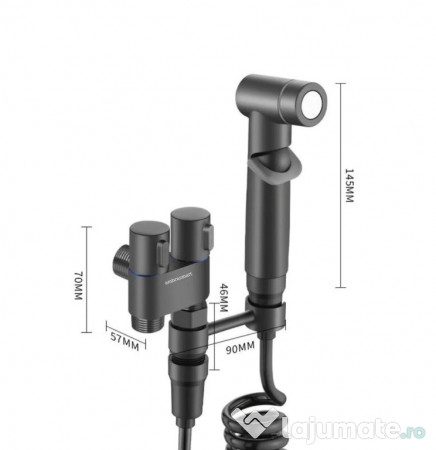 Set de duș tip bideu pentru toaletă, control dublu robinet 