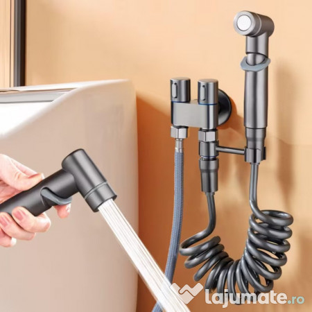 Set de duș tip bideu pentru toaletă, control dublu robinet 