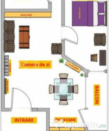 Apartament modern 2 camere, 62 mp, balcon, etaj 2 – zonă 