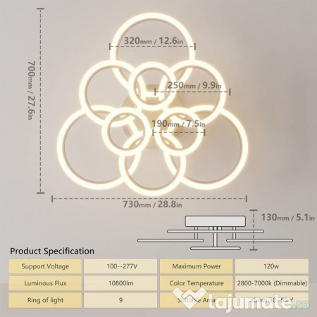 Plafoniera LED 120W - telecomanda 