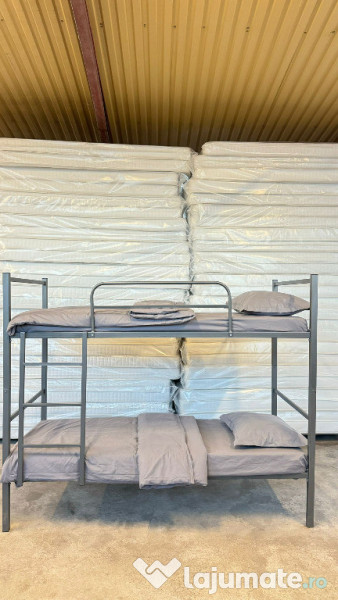 Pachet Pat Metalic Etajat model BEL21LYA+2 saltele+set lenjerii/pilote