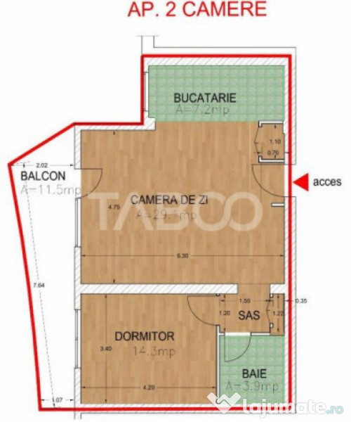 Apartament 2 camere Rahovei 60 mpu la etajul 5 Sibiu 