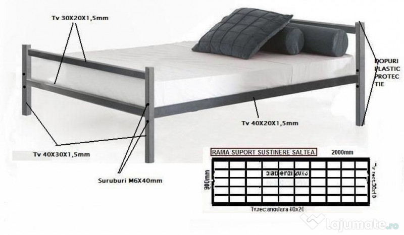 Pat metalic single-1 pers.-rezistent și durabil - Preț promoțional! 