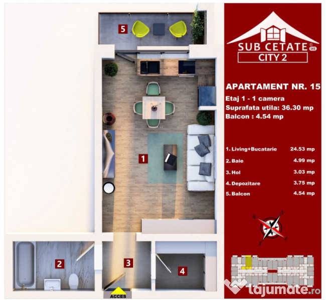 Direct Dezvoltator: Garsoniera de vanzare, Subcetate Apartamente City2 