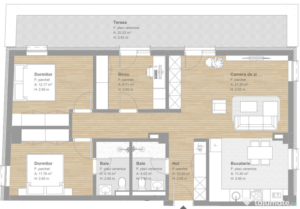 Penthouse,4 camere. finisat, Floresti