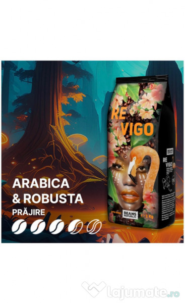Cafea boabe, Revigo Arabica si Robusta, Beans Republic, 1 kg 