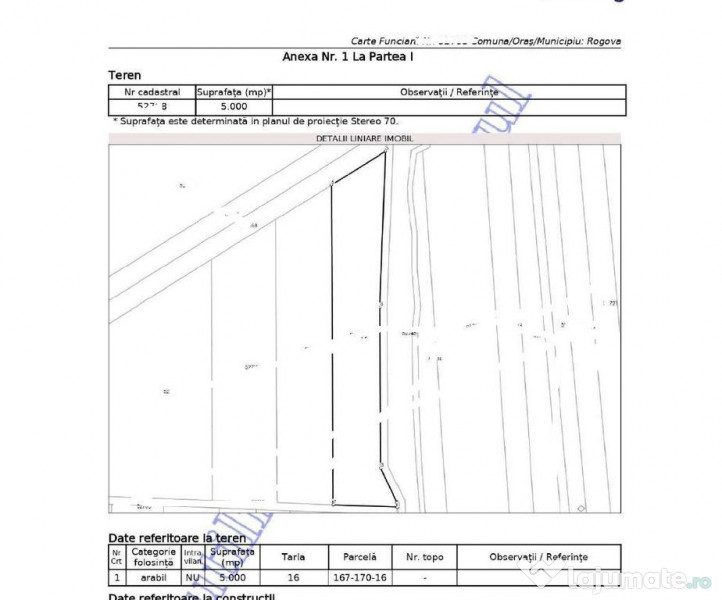 Cota de 1/2 din teren extravilan, comuna Rogova, Jud Mehe... 
