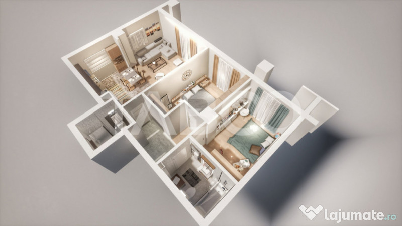 Apartament decomandat 3 camere 2 bai - bucatarie separata -