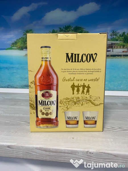 ZAREA CONIAC MILCOV 5 *, 0.5 L, alc 28 %, pachet cu 2 pahare