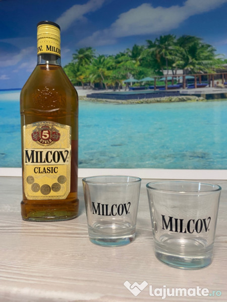 ZAREA CONIAC MILCOV 5 *, 0.5 L, alc 28 %, pachet cu 2 pahare