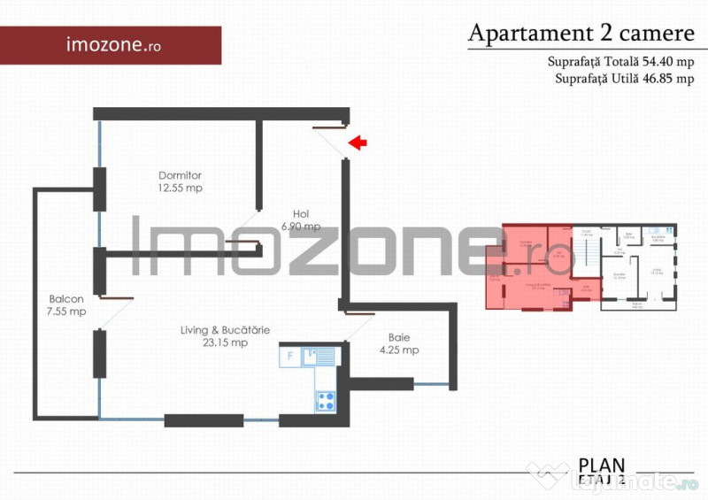 Apartament 2 camere, bloc nou, finisat la cheie, centrala... 