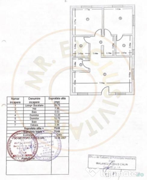 Apartament 3 camere Geamana Bloc 2007, decomandat, etaj 1 