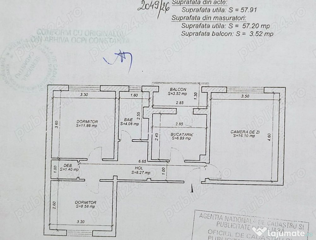 Casa de cultura-apartament 3 camere decomandat cu gaze