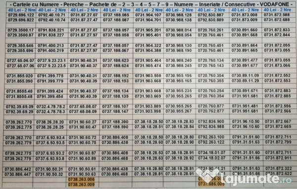 Pachet 2-5 Numere.Numar Top Vodafone.Contact Servicii.Angajati.Afacere 