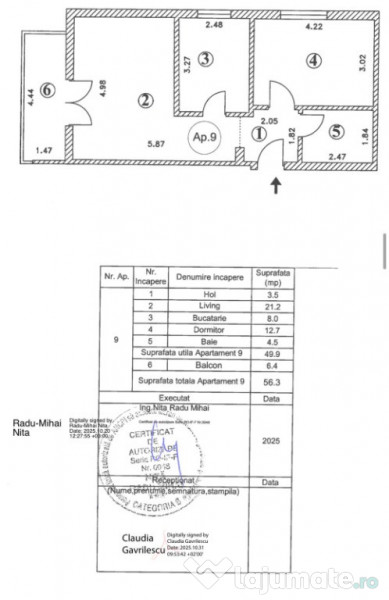 Apartament nou cu 2 camere decomandat – 56,3 mp, Șos. Alexandriei 