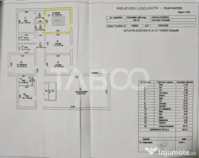 Casa individuala 1 nivel 190 mp 5 camere curte 819 mp Cisnad