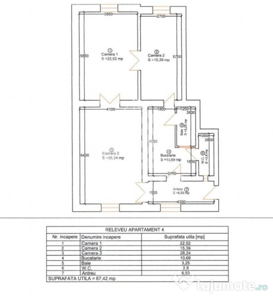 Apartament 3 camere,cladire istorica,centrala proprie in ... 