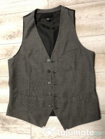 Vestă de costum Slim Fit H&M gri, mărime 36 (S/M)