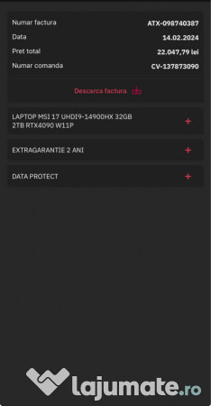 Laptop MSI Gaming Raider GE 78 HX 14V 