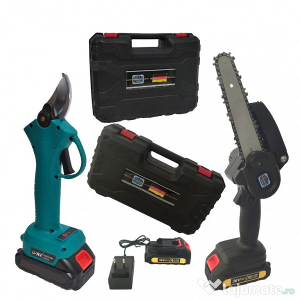 Foarfeca & Minidrujba German Meister, 4 acumulatori, 2 incarcatoare