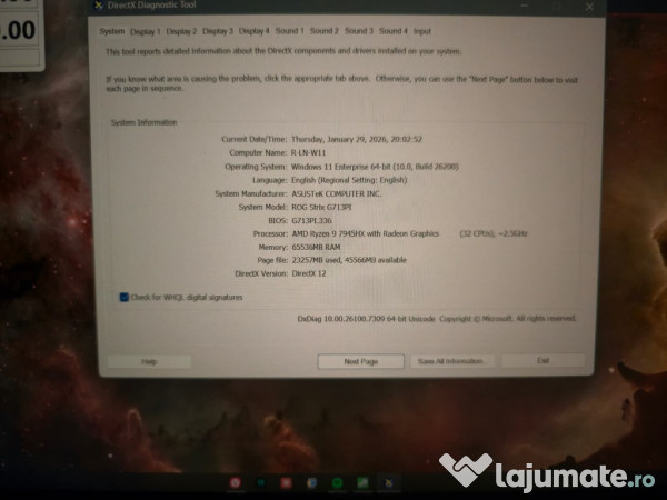 Rog strix g713pi 17" 7945hx 16c/32t, rtx 4070, 1tb ssd, garanție 2028 