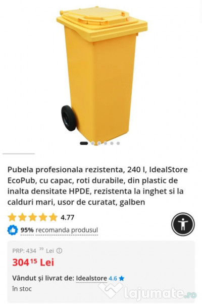 Tomberon 240L – NOI – Standard European EN840 – Livrare rapidă 