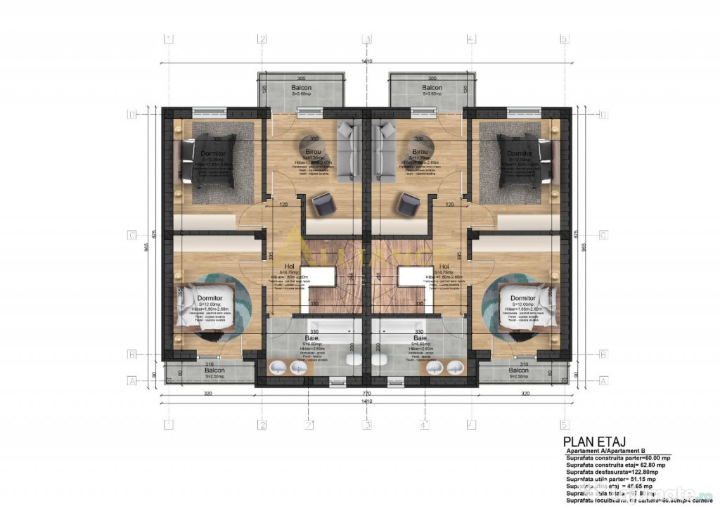 Casa tip Duplex - 2 dormitoare - 2 bai - 325 mp teren