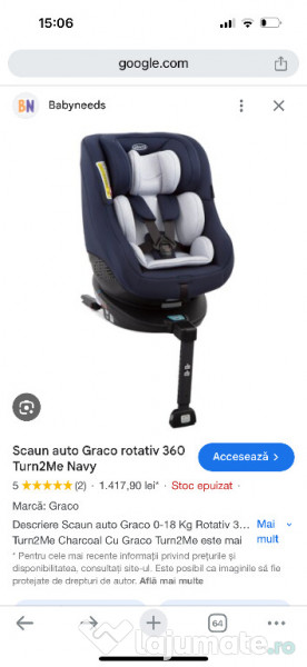 Scaun auto Graco rotativ 360 Turn2Me 