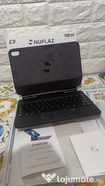 Husă cu tastatură Nuflaz X7 pentru iPad a10-a generație 2022,iluminare