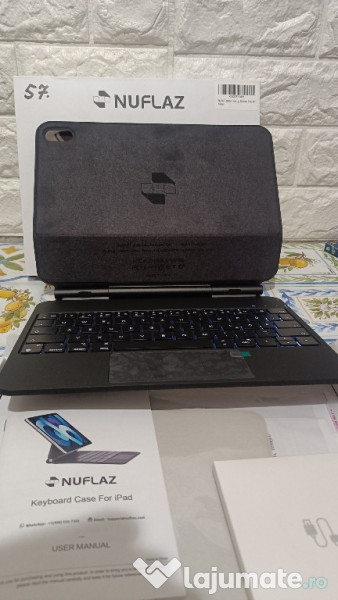 Husă cu tastatură Nuflaz X7 pentru iPad a10-a generație 2022,iluminare