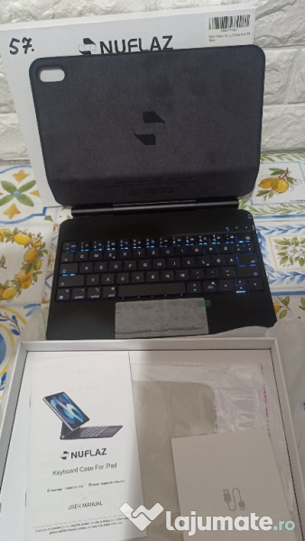 Husă cu tastatură Nuflaz X7 pentru iPad a10-a generație 2022,iluminare