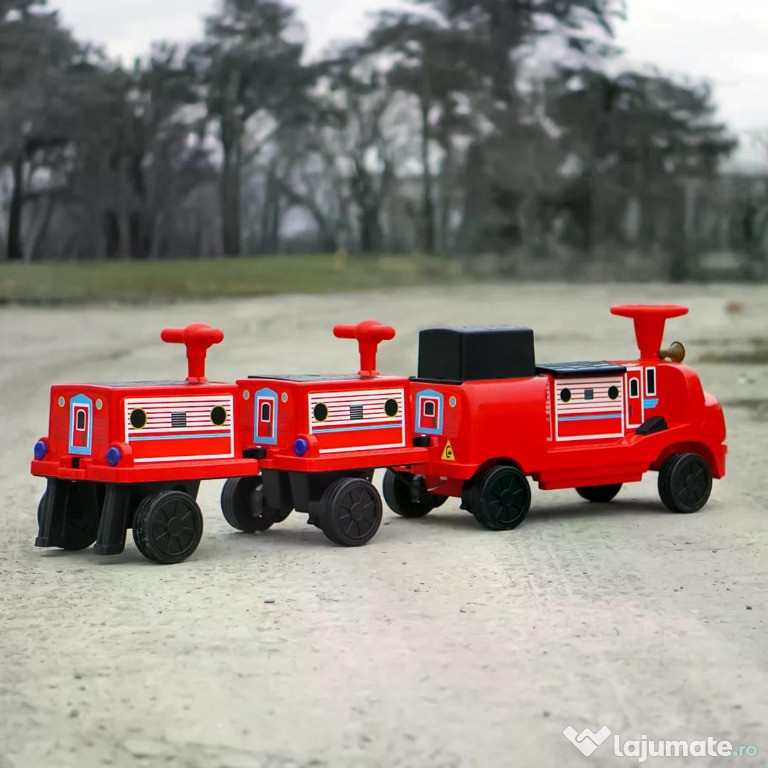 Trenulet electric CHUGGINGTON cu 2 vagoane, pt. 4 copii, 4x45W 12V RED 