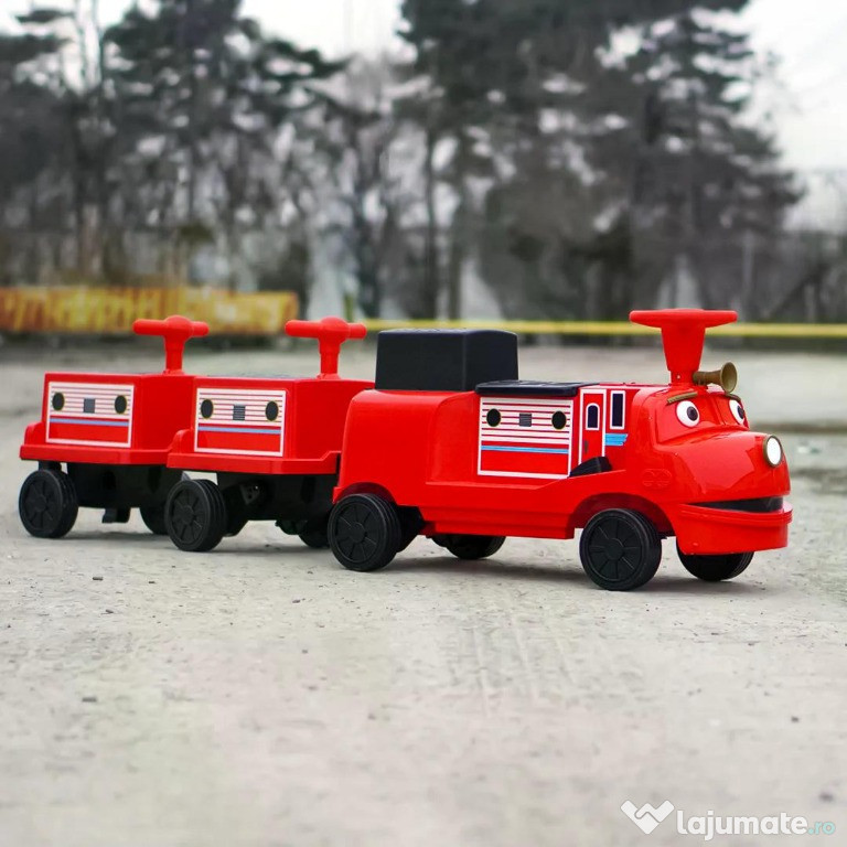 Trenulet electric CHUGGINGTON cu 2 vagoane, pt. 4 copii, 4x45W 12V RED 