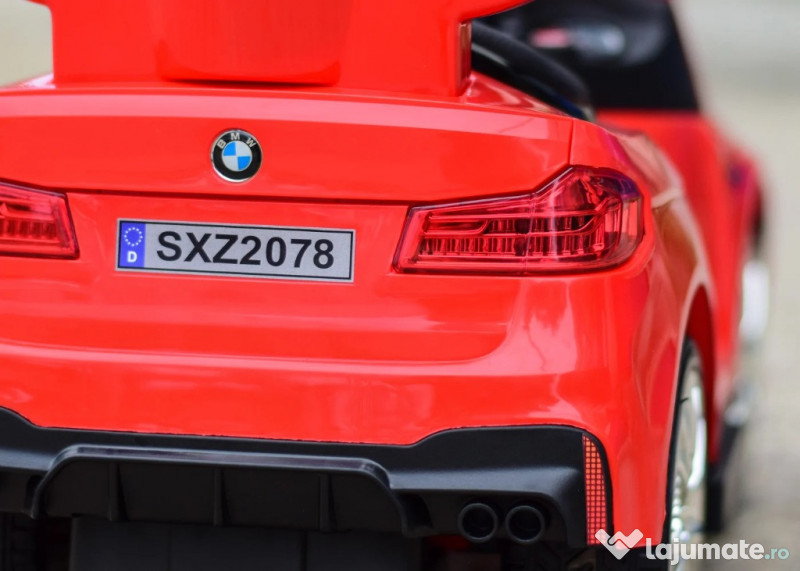 Masinuta cu maner BMW M5, 2 in 1, pentru copii 1-3 ani, premium, rosie 