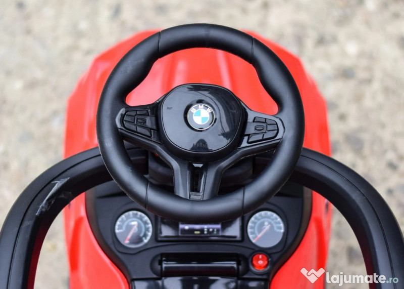 Masinuta cu maner BMW M5, 2 in 1, pentru copii 1-3 ani, premium, rosie 