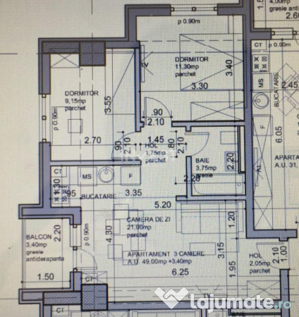 Centru Civic- apartament 3 camere