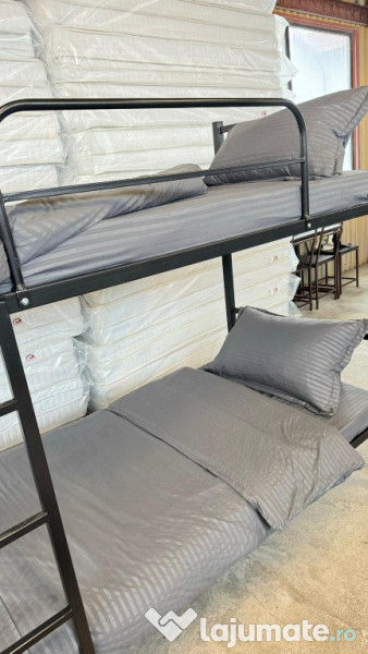 Pachet Pat Metalic Etajat BEL 8+ 2 Saltele+ Set Lenjerie– Super Oferta 