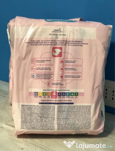 Scutece Babylove premium numărul 4, 42 buc., 8-14 kg