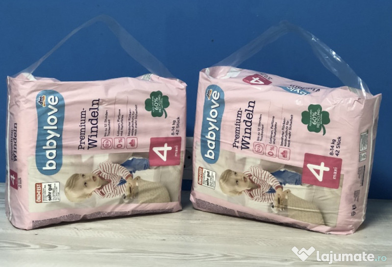 Scutece Babylove premium numărul 4, 42 buc., 8-14 kg