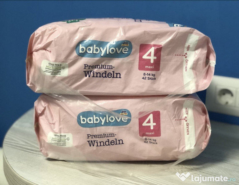 Scutece Babylove premium numărul 4, 42 buc., 8-14 kg
