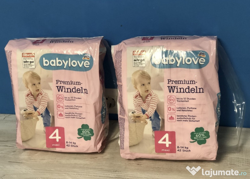 Scutece Babylove premium numărul 4, 42 buc., 8-14 kg