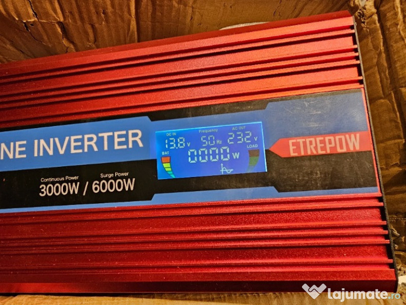 Invertor ETREPOW 12v 3000W/6000W unda pura 220v 
