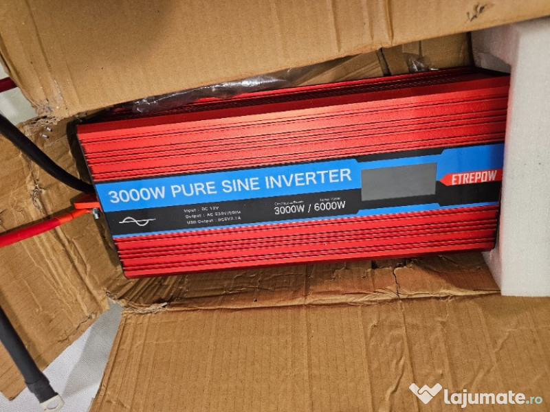 Invertor ETREPOW 12v 3000W/6000W unda pura 220v 