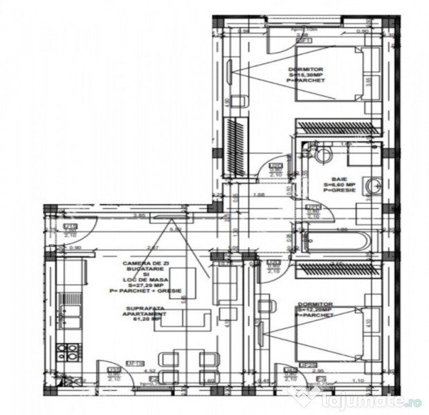 Apartament 3 camere 2 gradini balcon si loc parcare zona Doa 