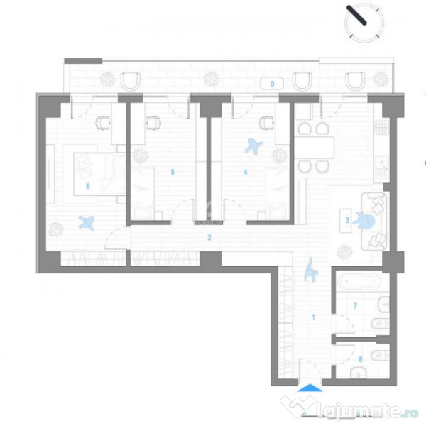 APARTAMENT 4 CAMERE, 103 MP, ETAJ INTERMEDIAR, NICOLINA, COM 