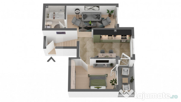 Comision 0! Apartament semifinisat, cu 2 camere, 44mp, balco