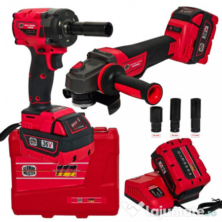 Polizor unghiular & Masina de insurubat cu impact, 36V, Model nou